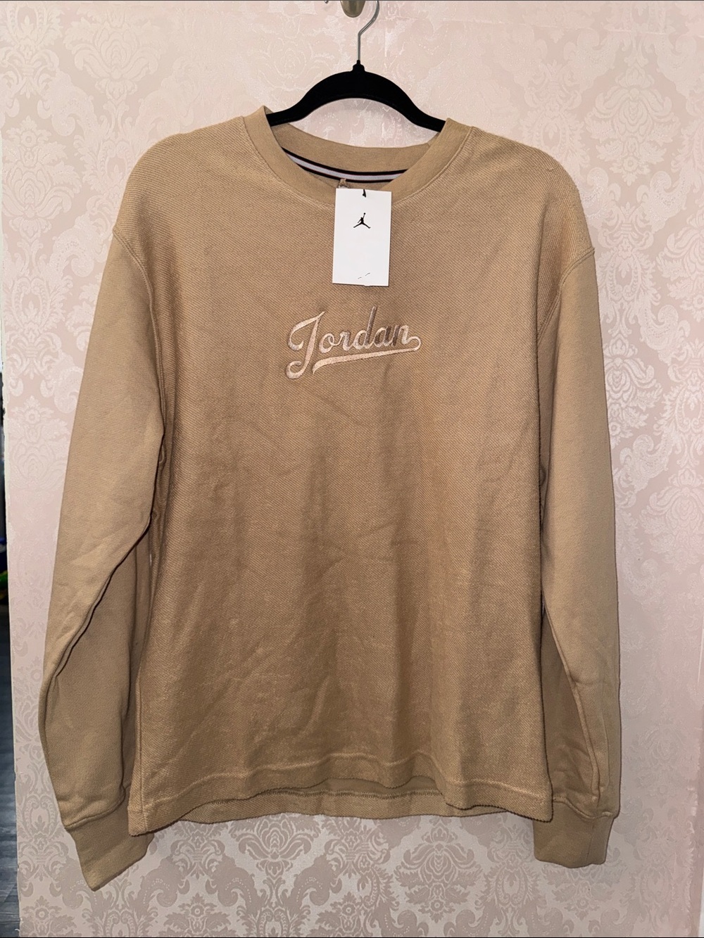 Jordan Tan Men’s Crewneck Sweatshirt with Script Logo